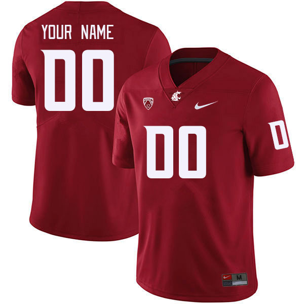 Custom Washington State Cougars Name And Number College Football Jersey Stitched-Crimson
